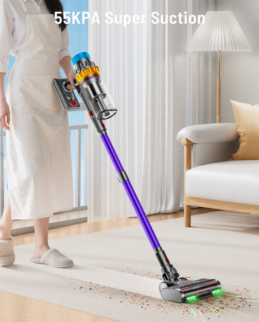 VAKERR Cordless Vacuum Cleaner, 55KPA/550W/ 60Mins 2500mAh Stick Vacuum for Home Hardwood Floor Carpet Pet Hair