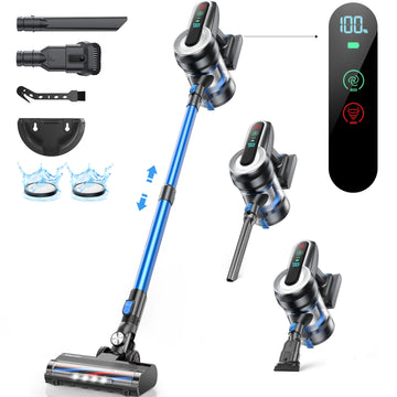 Cordless Vacuum Cleaner, 38KPA/450W/55Mins Rechargeable Stick Vacuum for Home Hardwood Floor Carpet Pet