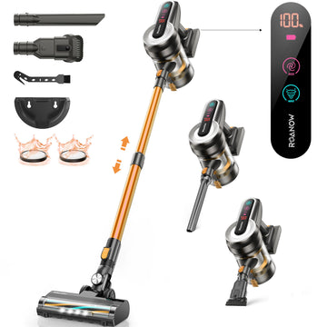 Vakerr Cordless Vacuum Cleaner, 38KPA/450W/55Mins Rechargeable Stick Vacuum for Home Hardwood Floor Carpet Pet