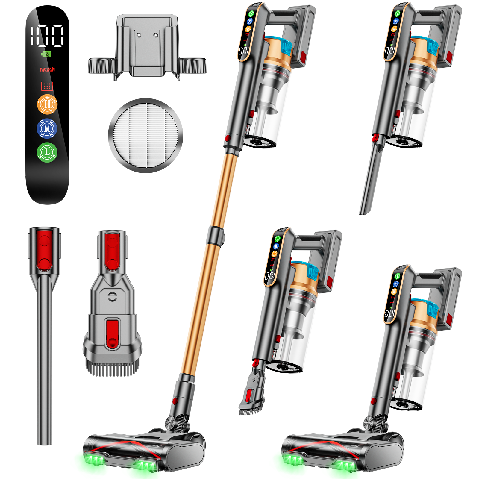 VAKERR Cordless Vacuum Cleaner 550W 55KPA 60Mins 2500mAh Lightweight Stick Vacuum Cleaner for Home Hardwood Carpet Pet Hair
